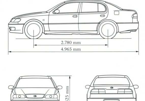 Lexus GS 300 (1993) (Лексус ГС 300 (1993)) - чертежи (рисунки) автомобиля